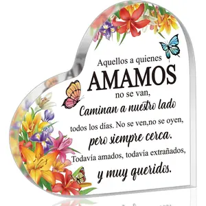 Spanish Sympathy Bereavement Gifts -  Heart Memorial  for Loss of Loved One Bereavement Condolences Grief  Keepsake Paperweight for Family  Remembrance Table Decor