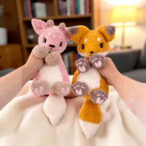 Crochet Fox Deer Plush – Cozy Snuggler Lovey for Baby Gift