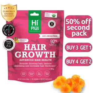 HiPlus Hair Growth Skin & Nails Supps For Women Beauty Vitamin Healthcare For Thicker Nourishes Thinning Loss With Proprietary Collagen Complex Biotin Clinically Proven Visibly Thicker Hair Scalp Coverage Dermatologist Recommended 45-Day Supply - Edible