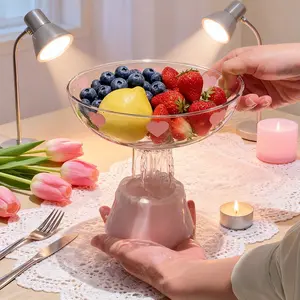 Cute Pink Heart Draining Fruit Bowl - Clear Acrylic Kitchen Colander & Drain Basket, Fast Drainage for Washing Fruits/Veggies, Dopamine Aesthetic Drain Tray for Kitchen Sink, Countertop Storage & Dining Decor, BPA-Free Kitchen Gadget