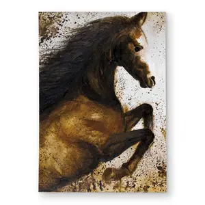 Begin Home Decor C1ROAR57B7TVNN 5 x 7 ft. Horse Rushing Into The Dust - Brown Outdoor Rectangle Area Rug - Decor
