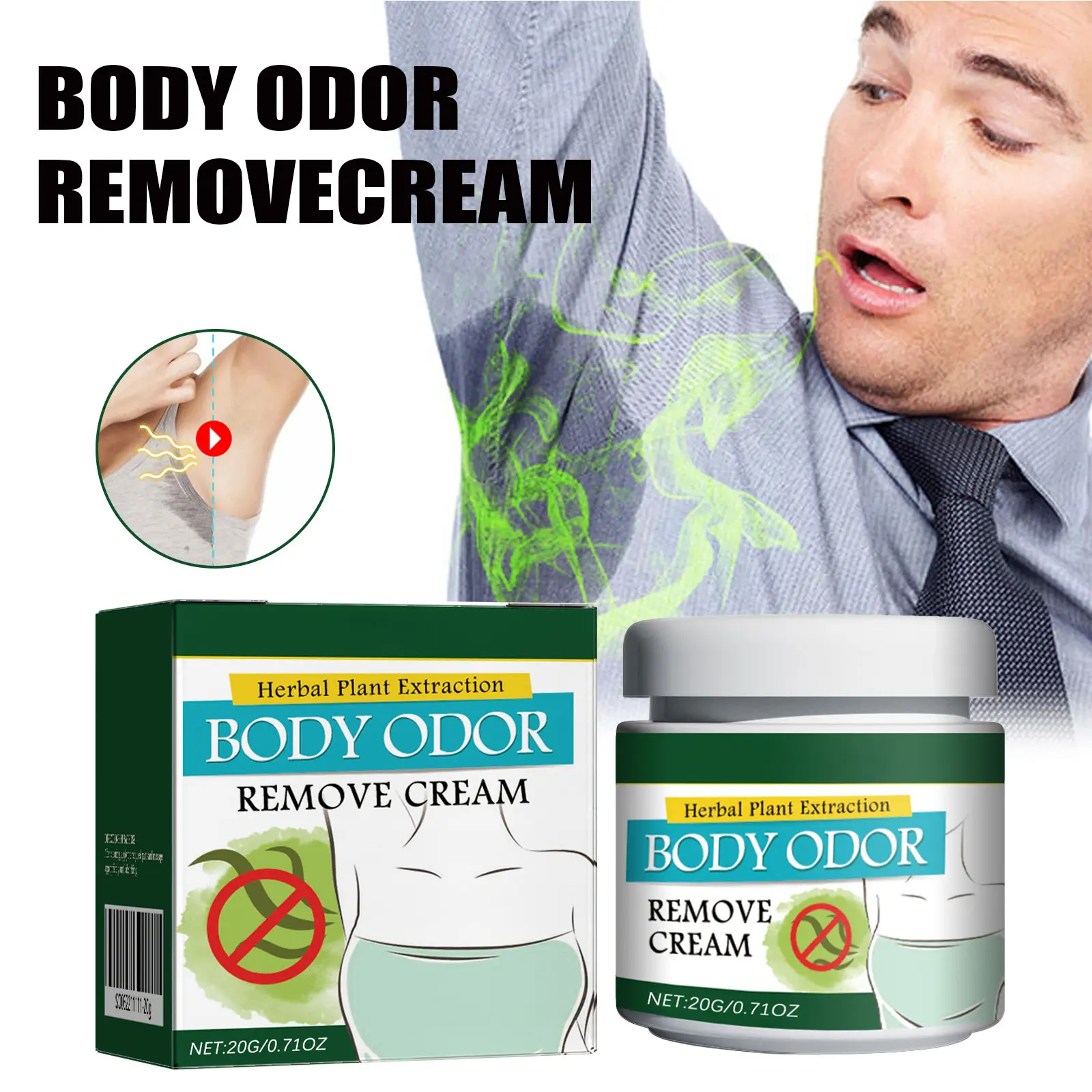 20g Plant-Based Underarm Cream Antiperspirant - Scented Natural Body Deodorant for Sensitive Skin, Dry-Touch Anti-Perspiration, Sweat Control, Herbal Plant Extraction, Skin Balancing, Freshness for Active Individuals, Travel