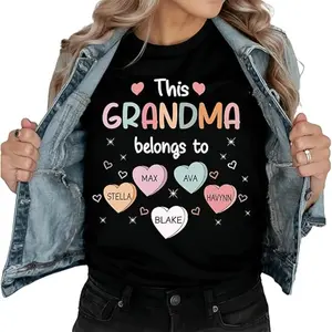Personalized Grandma Shirt, Colorful Heart Grandma Shirts for Women, Gifts for Grandma Mothers Day