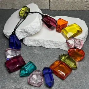 Jelly Gem Statement Necklace 19"