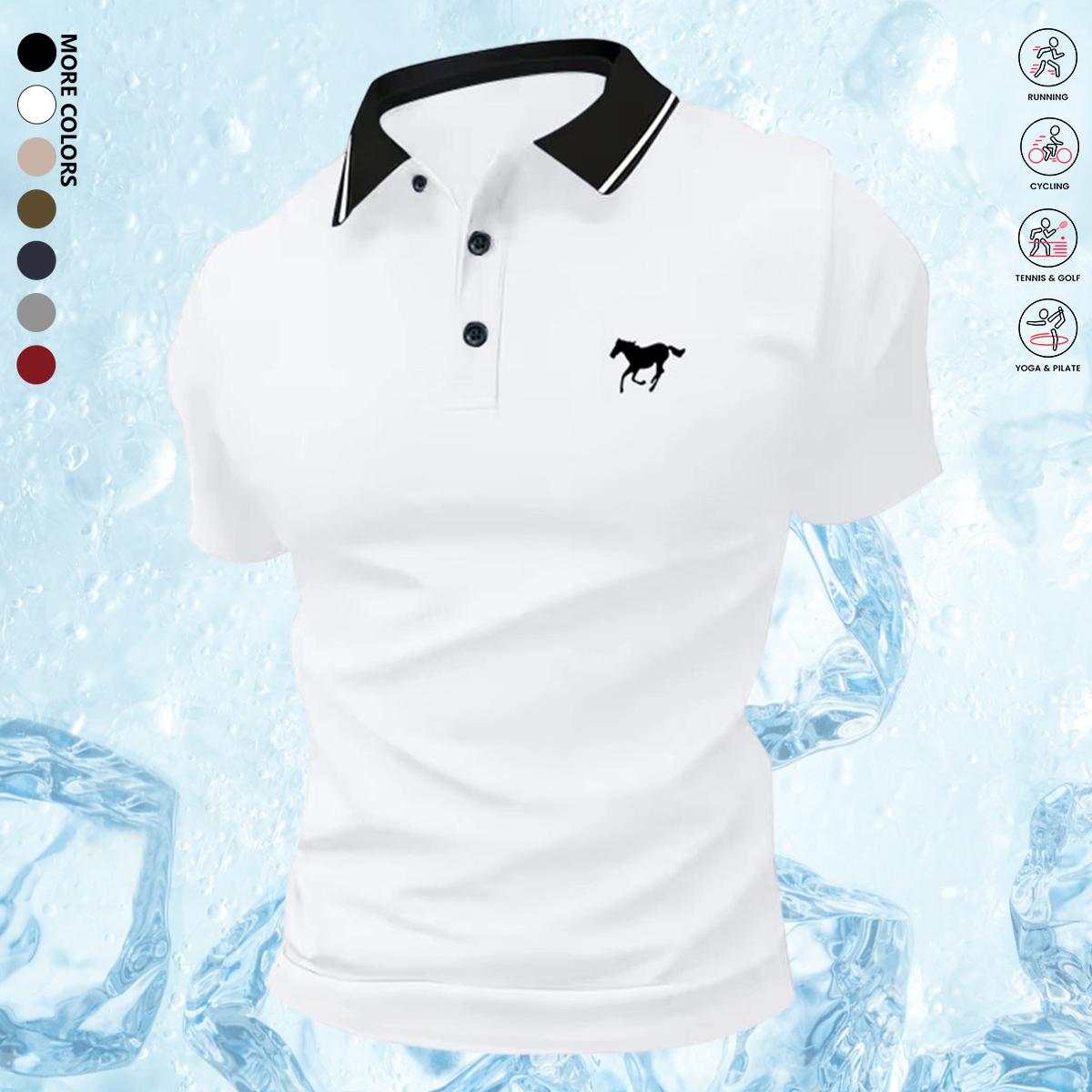 Business Casual Men's Polo Shirt, Classic Solid Shortsleeve Top, Comfortable Button-Up Menswear, Button-Up Fabric