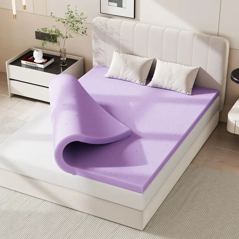 Sweetcrispy Premium Memory Foam Cooling Mattress Topper, Ergonomic High-Density Slow-Rebound Perforated Pad, Ventilated Breathable Standard-Size Camping Sleeping Gear for Pressure Relief & Deep Sleep