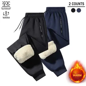 2PCS-Men's Winter Fleece-Lined Warm Jogger Pants Outdoor Sports Trendy Versatile Casual Long Pants