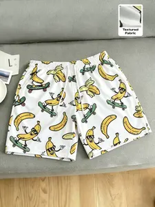 Men's Casual Shorts, Banana Skateboard Print, Elastic Waist Drawstring, Breathable Summer Pants, Ideal for Daily Beach Wear, Casual Fitted Shorts