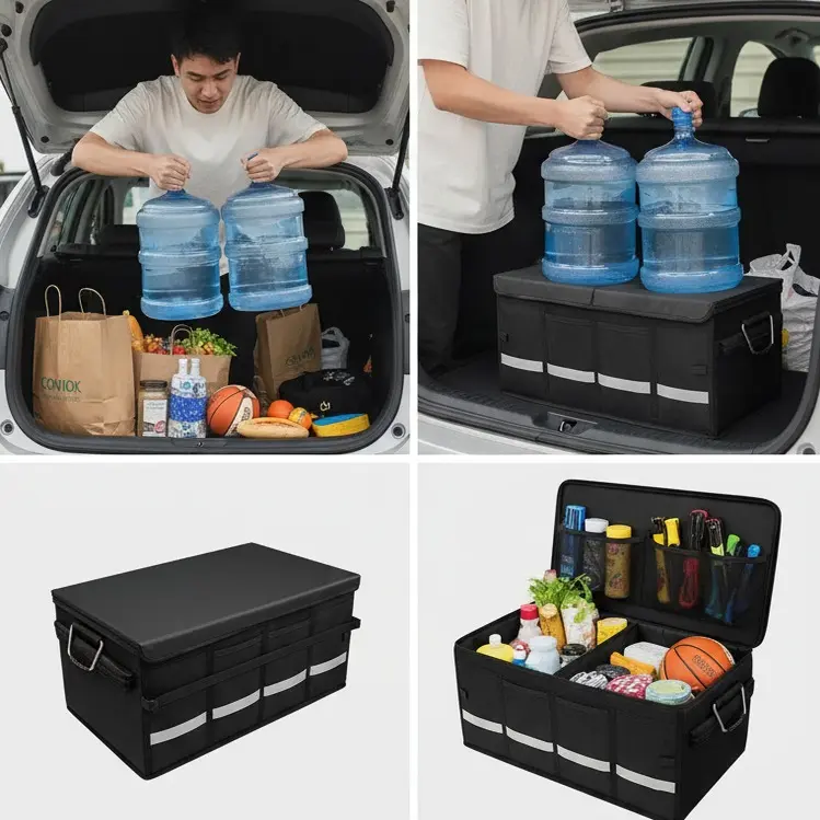 Car Trunk Organizer - Collapsible Bag Accessory for Vehicle, Space Saving Storage