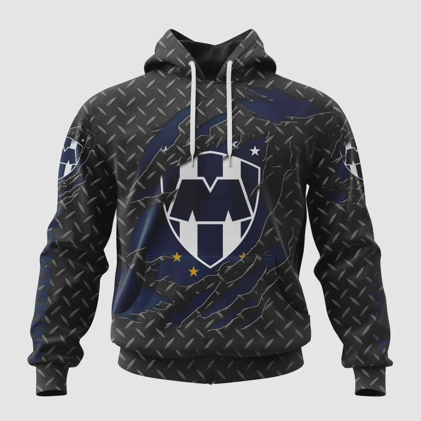 LIGA MX C.F. Monterrey Special Black Metal Hoodie Men's Fan Gear