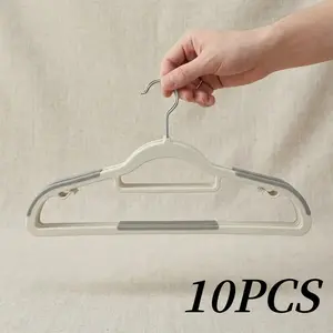 10-Pack Anti-Slip Clothes Hangers, Short Neck Design, Space Saving, Suitable for Closets, Aesthetic, Prevents Shoulder Bumps