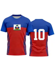 Haiti National Team No.10 Classic Throwback Jersey | Red and Blue Reissue Edition - Exclusive fan outfit for football fans, men's retro football style! Essential for personalized dressing, Sports Top