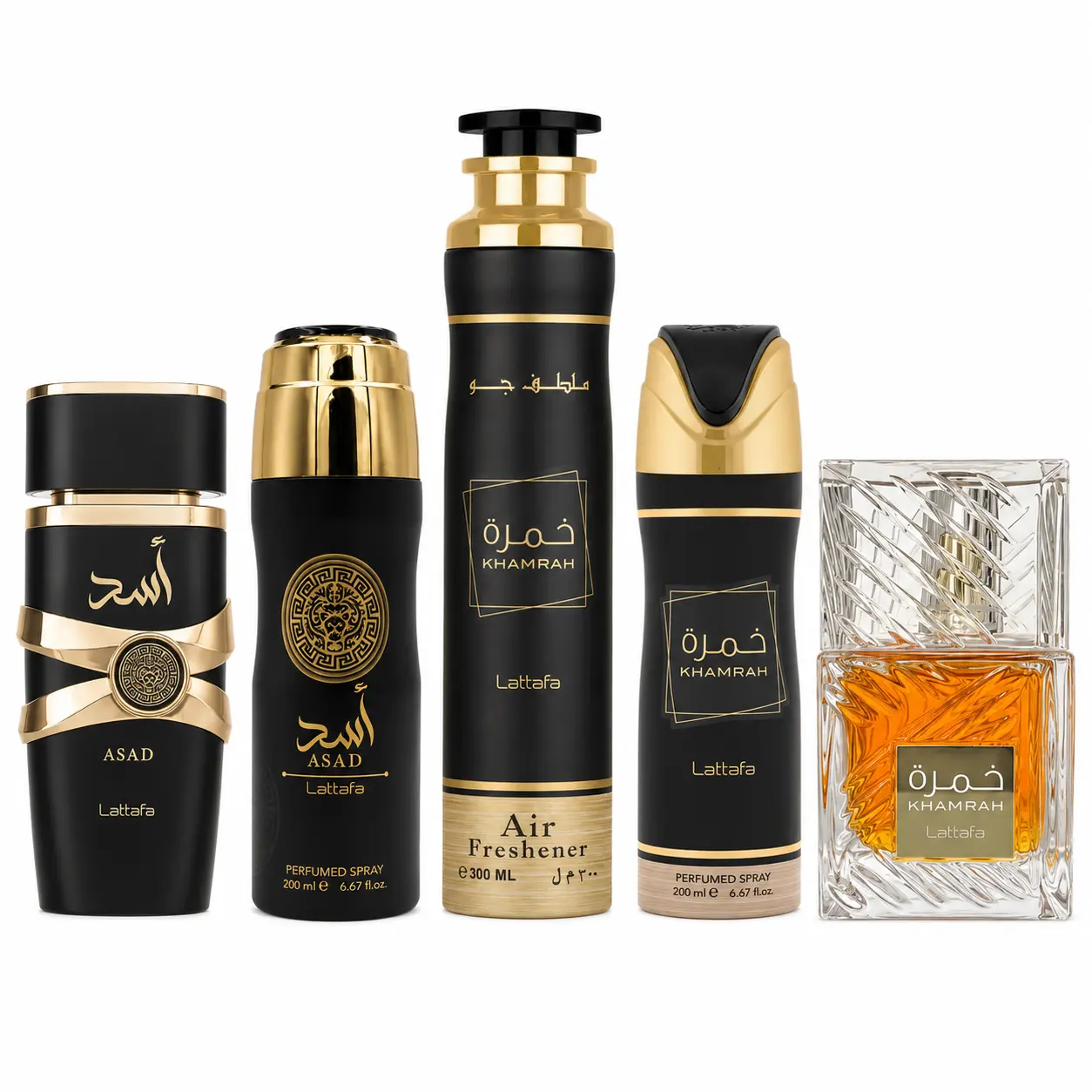ASAD + KHAMRAH + ASAD DEODRANT + KHAMRAH DEODRANT + KHAMRAH AIRFRESHENER (5PC GIFT SET) Scented Scent, Aroma, Perfume ASAD + KHAMRAH + ASAD DEODRANT + KHAMRAH DEODRANT + KHAMRAH AIRFRESHENER (5PC GIFT SET) Scented Scent, Aroma, Perfume