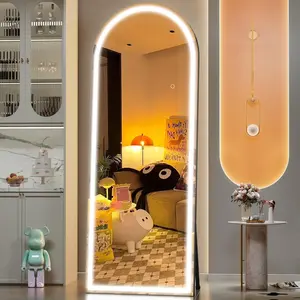 Hasipu Full Length Mirror with Lights, LED Floor Mirror, Full Body Dressing Standing Mirror, Hanging Mounted Mirror for Living Room Bedroom Cloakroom, Round White Black Luxury Decoration mirror full length