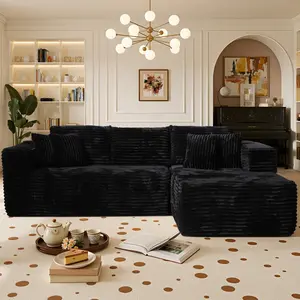 105 Inch Living Room Sofa - No Assembly Required, Deep Seat Sofa with Queen Chair, Free Combination Sofa, Corduroy Fabric, Spacious Design with Large Space, Comfortable Seat Cushion, Modern Style, Soft And Thick Cushion, Classic Style Modular Sofa Set