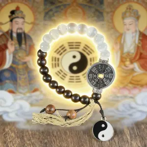 Wealth Attraction Energy Bracelet - Taoist Tai Chi Yin-Yang Beads for Energy Protection & Purification - Daily Wear for Balance & Inner Peace