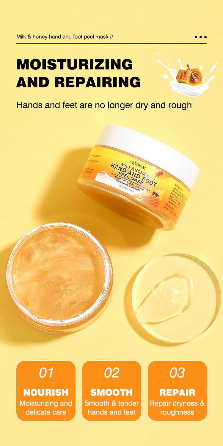 【MOOYAM】【FDA】Milk & Honey Peel Off Hand Mask 3.88 oz | Moisturizing, Nourishing & Exfoliating Hand Care for Women - Softens & Smooths Dry Rough Hands