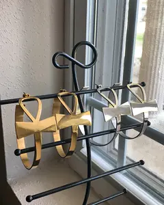 Ankh Statement hoop earrings in silver and gold, Ankh hoops, African inspired earrings, silver earrings, gold earrings