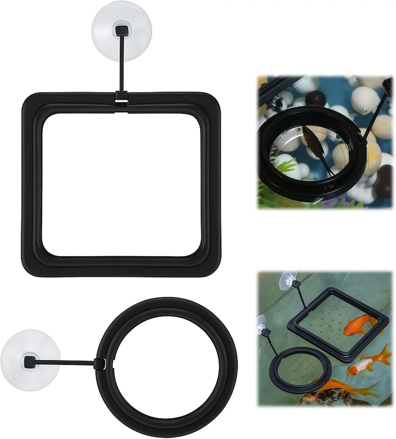 2-Pack Aquarium Floating Feeding Ring with Strong Suction Cup, Easier Feeding & Food Control Accessory for Betta, Goldfish Fish Tank Pet Supplies, Two Pack