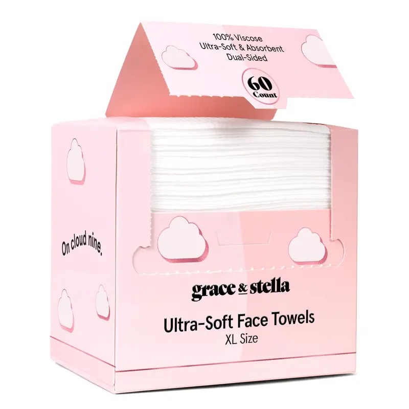 Disposable Face Towels – Ultra-Soft, Hygienic, Eco-Friendly, Breakout Prevention Cleansing Cloths by grace & stella