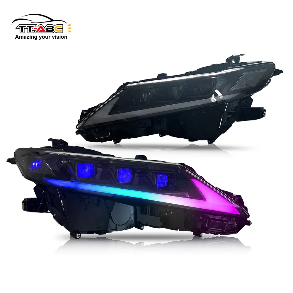 TT-ABC RGB LED Headlight Kit - Vehicle-Specific Fit for 2018-2024 Toyota Camry LE, SE, XLE, XSE, TRD with Transparent Reflector LED Front Lights