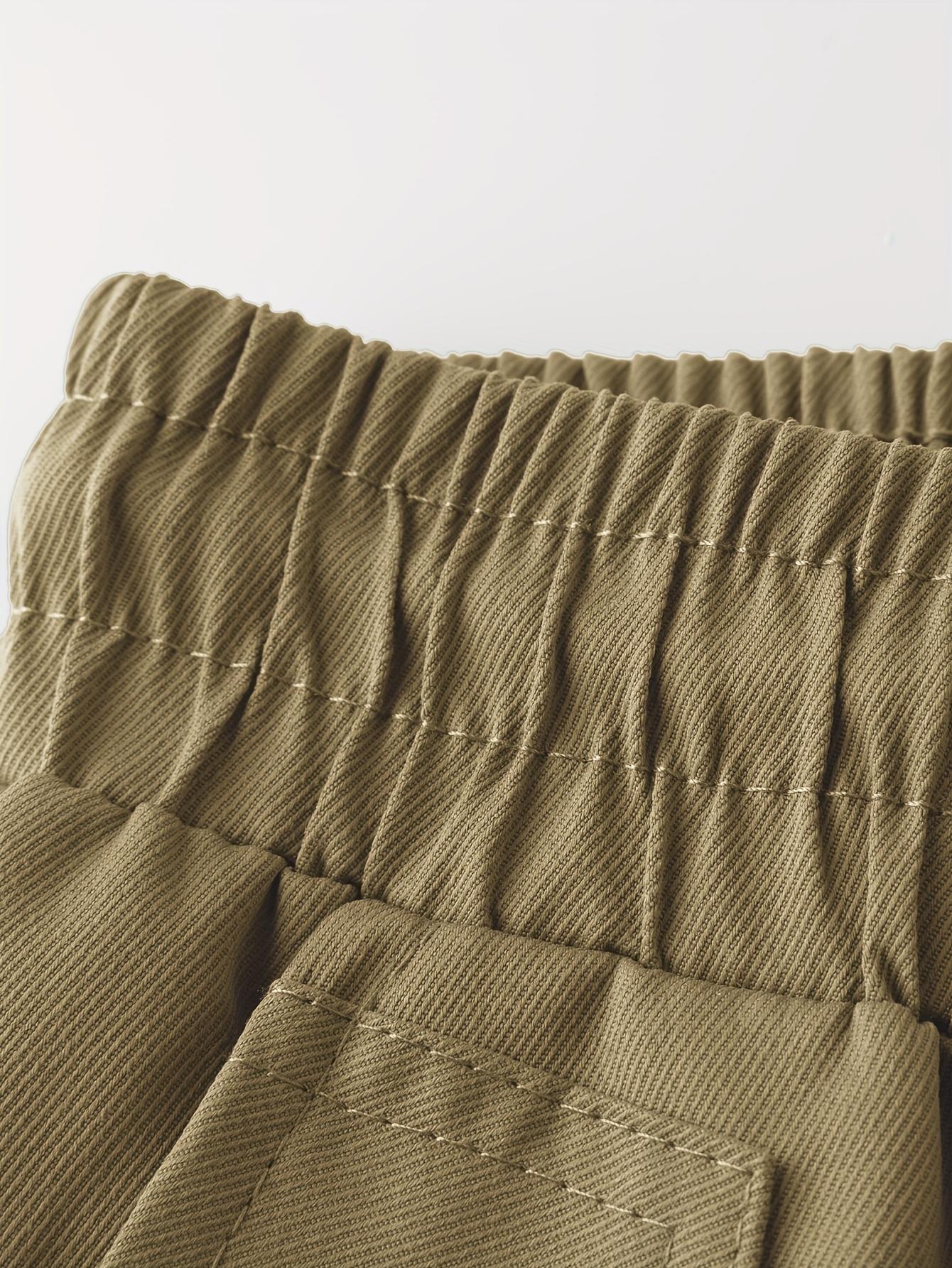 Two-pack: woven plain fabric and solid-color men’s cargo pants featuring an elastic waistband with drawstring, a loose straight tapered fit, multiple pockets including large pockets—ideal for everyday casual wear and work, perfect for cargo outfits and ou