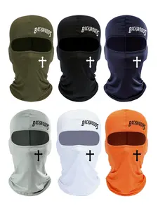 Unisex's Letter & Cross Print Balaclava Hat, Windproof Sun Protection Face Mask, Fashion Accessories for Outdoor Cycling