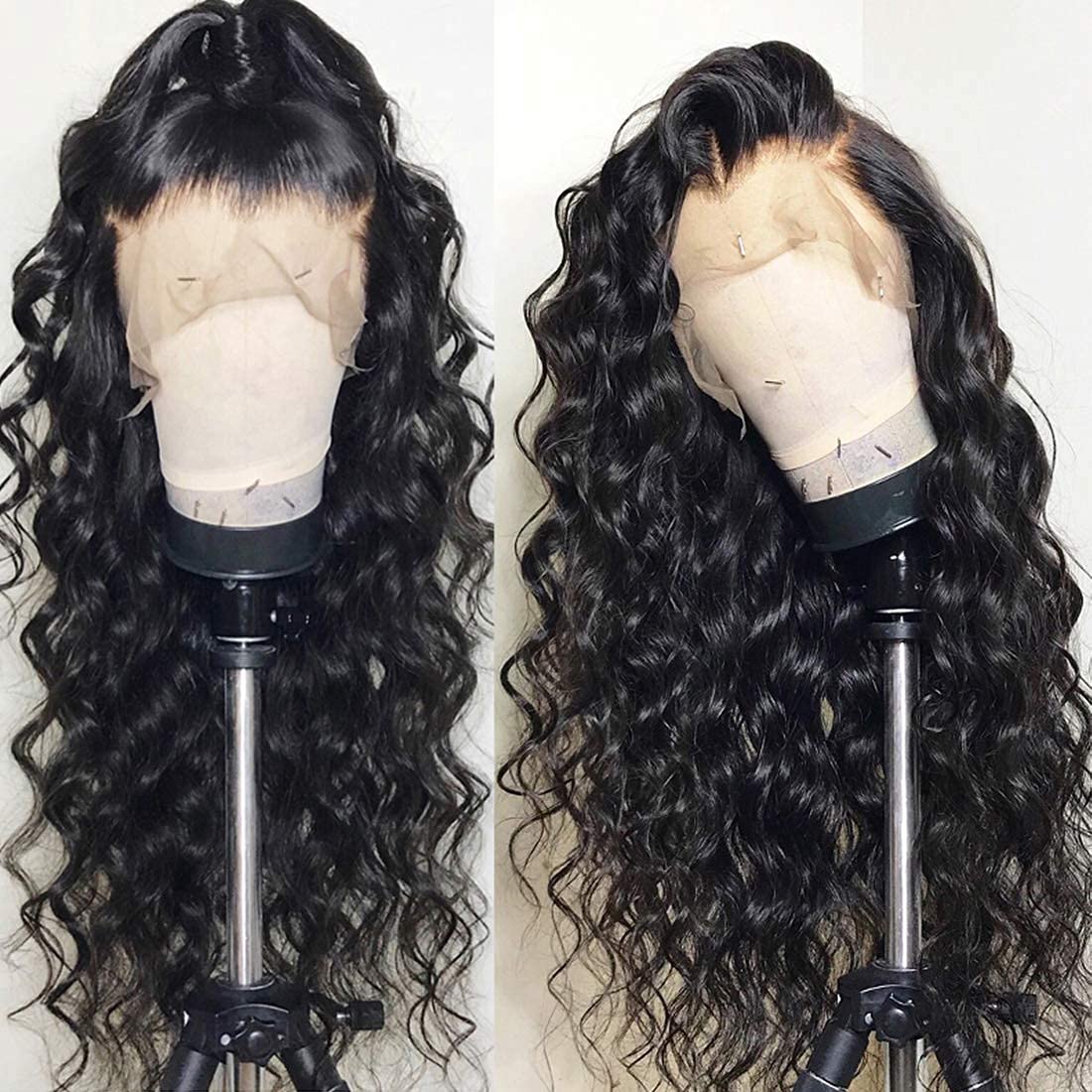 13x4 Black Deep Wave Lace Front Wigs Human Hair Hair HD Transparent Lace Frontal Human Hair Wigs 180% Density For Black Women