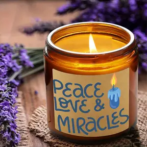 1pc Hanukkah lavender scented candle, soy wax, Hanukkah Star of David Dreidel single wick candle, oval bottle, gift for Canukkah Holiday Gift blessing