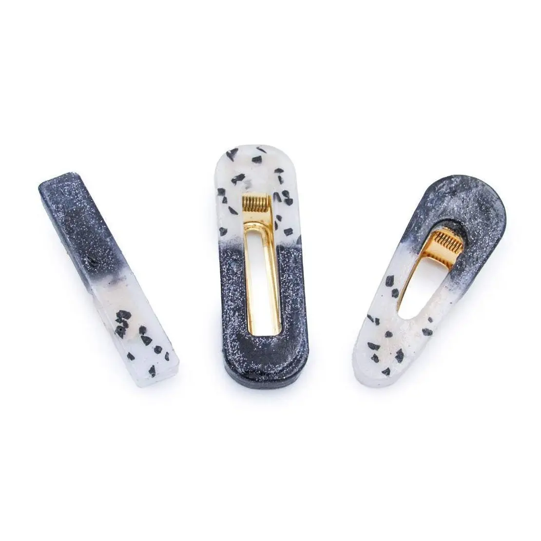 Black and White Modern Acrylic Resin Barrettes