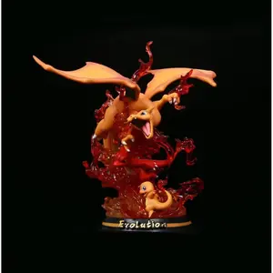 Anime Pokemon Charmander Charizard Evolution Ver. GK PVC Action Figure Statue Collectible Model Kids Light Up Toys Doll Gifts
