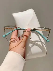 Fashion Cat Eye Transparent Glasses for Women, Thin Frame with Fine Legs, Casual & Special Occasion Style, PC Material, All Seasons