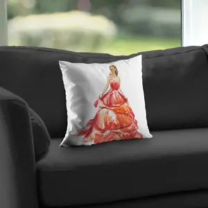 360 Stand C1PT1414JMWNXC 14x14 in. Throw Pillow Insert - Decorative Cushion for Living Room (Beige, Red Prom Dress Design), Throw Cushion