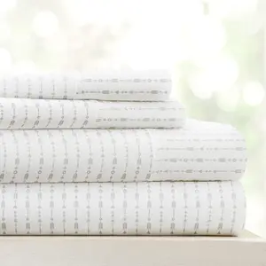 Double-Brushed Patterned Microfiber Queen Sheet 4 – Oeko-TEX Certified Ultra  Wrinkle-Free - 16" Deep Pocket - Easy Care Queen Size - Puffed Chevron Sage