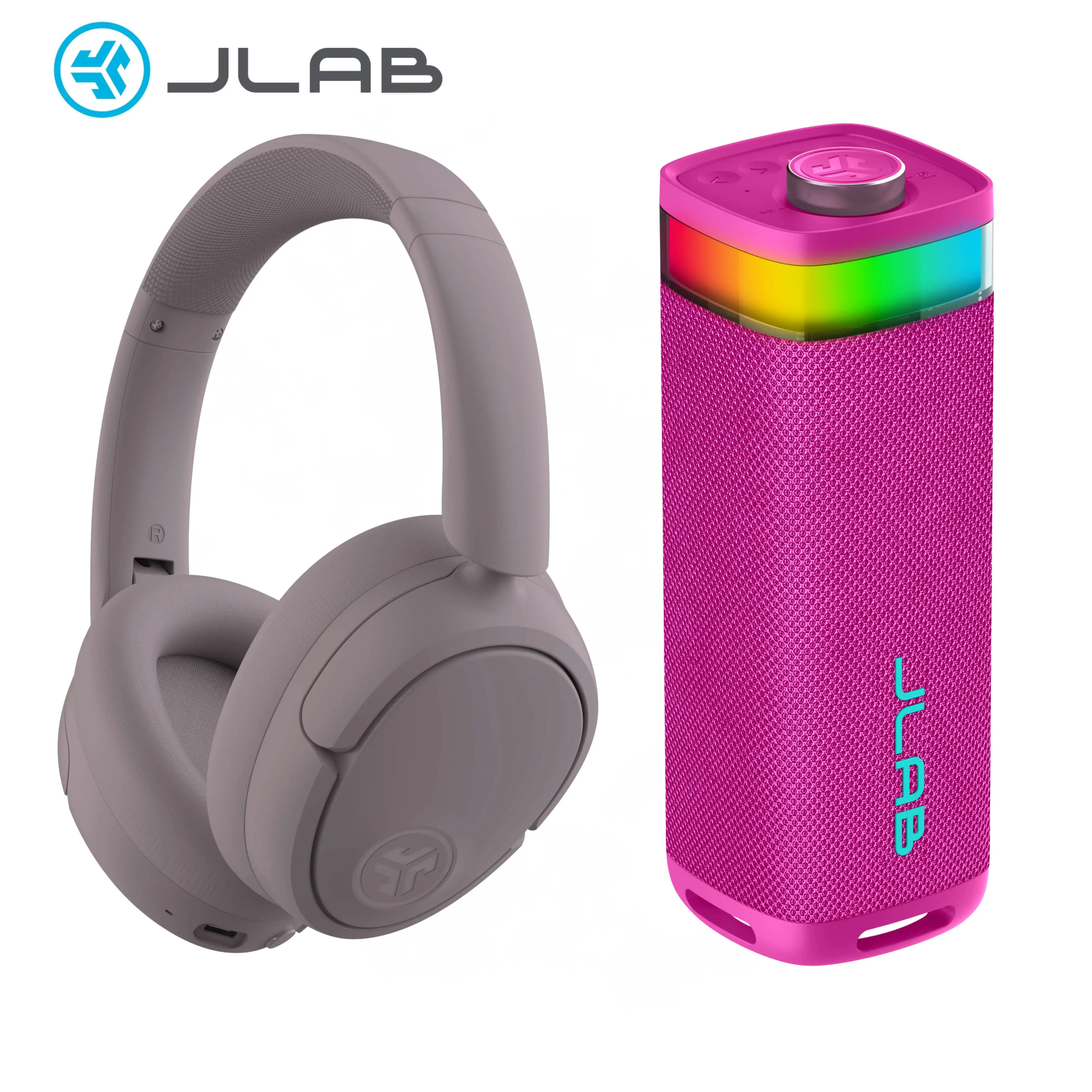 JLab JBuds Lux ANC Headphones + JBuds Party Bluetooth Speaker Bundle | Noise Canceling 70Hr Playtime RGB IP56 Waterproof LabSync summerwins