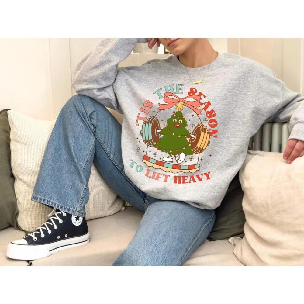 Christmas Workout Shirt Tis the Season to Lift Heavy Sweatshirt, Christmas Gym Sweatshirt, Gym Sweatshirt, Woman Workout Apparel, Gift for Gym Lover, Weight Lifting Christmas Sweatshirt, Merry Fitness Sweatshirt, Pump Cover, Funny Workout Sweatshirt