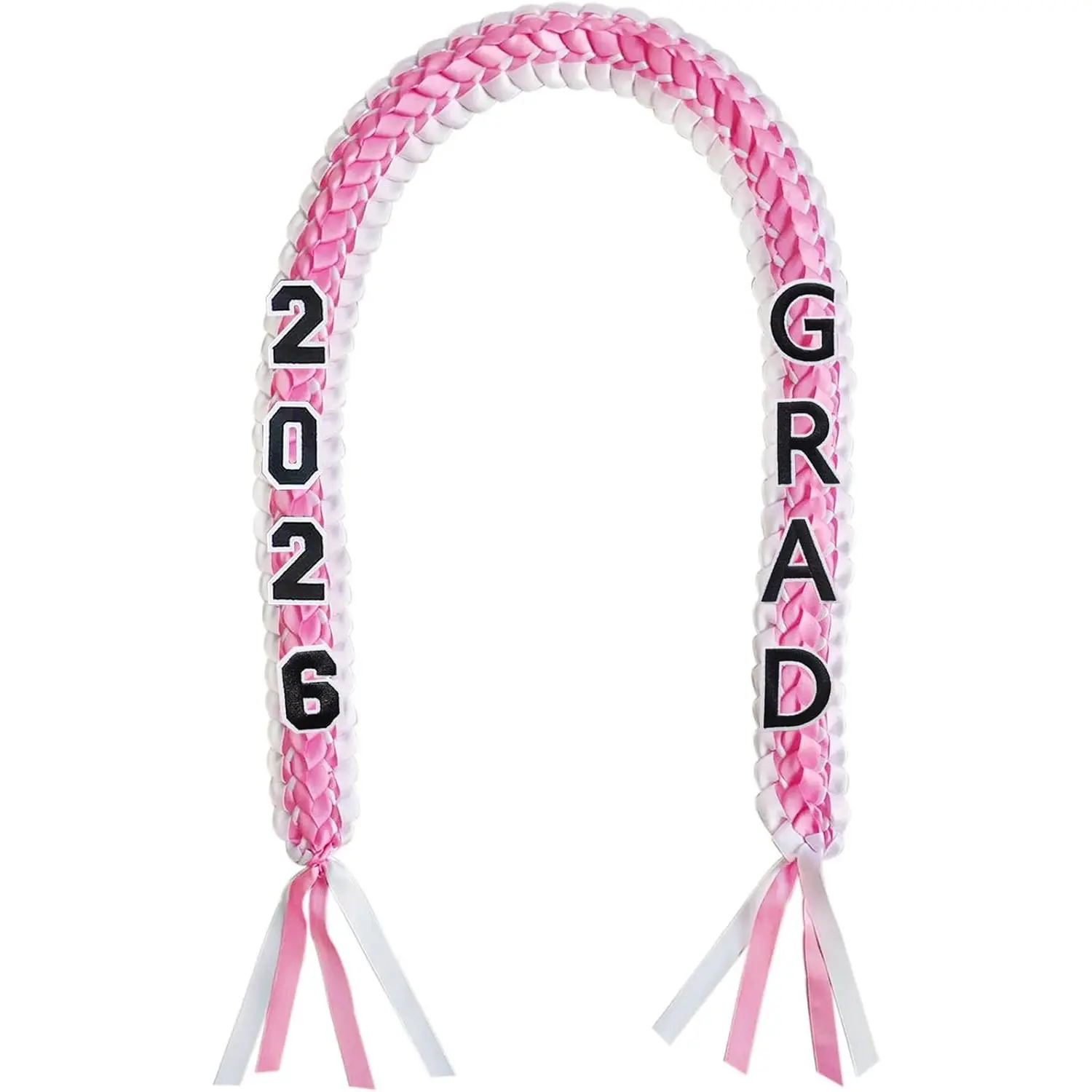 Pink Graduation Leis 2026 Money Ribbon Leis for Graduation Class of 2026 Braided 48inch Graduation Necklace for High School,College Graduation Party Gifts,Pink and White