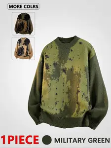 Men's Casual Asymmetrical Gradient Knit Sweater, Perfect for Daily Wear, Travel, Parties, Commuting, Outdoor Fashion, Street Style