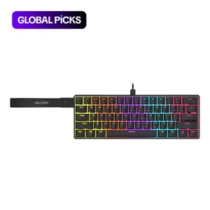 AJAZZ NK61 wired gaming new red switch lightweight body office keyboard 61-key small configuration portable 22-key punch-free ABS flat keycap wear-resistant and durable plug and play suitable for games and office Mechanical Backlit Keyboard