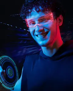 2 Pairs LED Visor Glasses, 7 Color, Futuristic, 4 Modes Light Up,  Honeycomb Luminous Glasses for Adults (Stylish Style) Gift