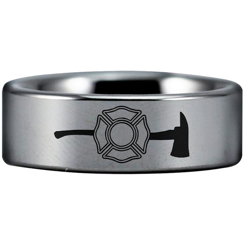 Firefighter's Axe Tungsten Carbide Ring