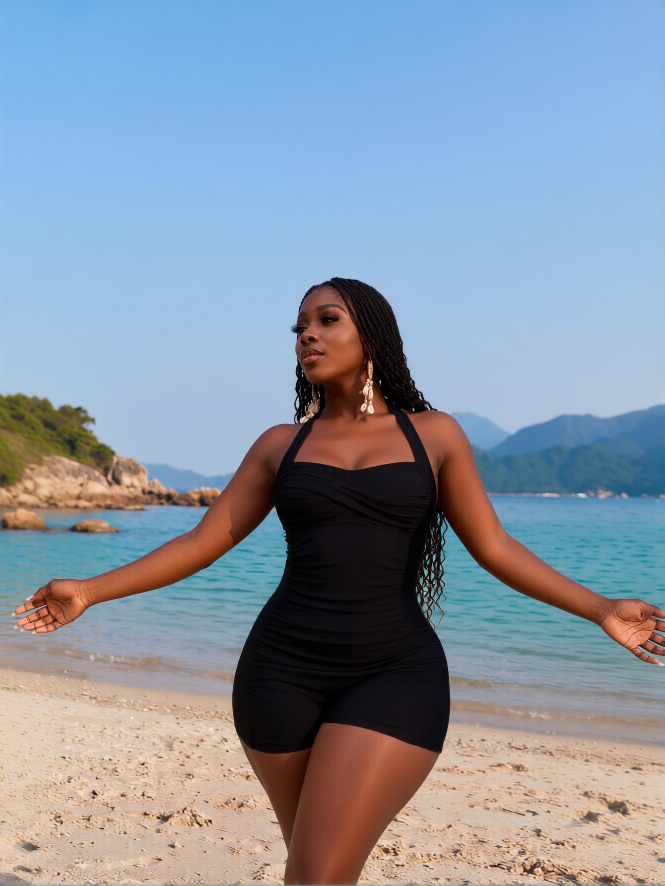 2026 New Women's Tummy Control One Piece Swimsuit, Black Halter Boy Short Bathing Suit, Full Coverage Anti-Slip Quick Dry Fabric, Curvy Friendly Slimming Swimwear for Beach Vacation Spring Break Pool Party