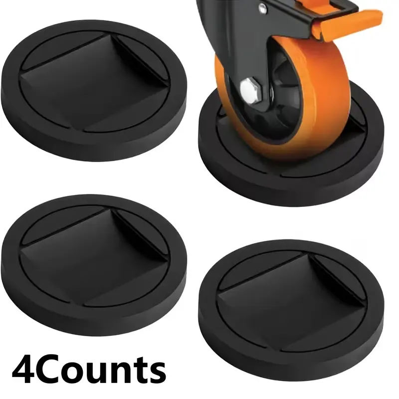 4pcs Heavy Duty Furniture Protectors Compatible for Bed Frames, Sofa & Chair Legs - Non-Slip Rubber Wheel Stoppers with Plastic & Metal Cast Cups, Suitable for Hardwood, Tile, Carpet Floors - Scratch for Surfaces, Slips