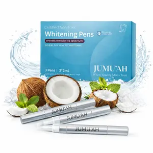 Jumu'ah  Teeth Whitening 3 Pens - Certified - Non-Toxic, No Sensitivity, Professional Results at Home, Coconut & Mint Extracts