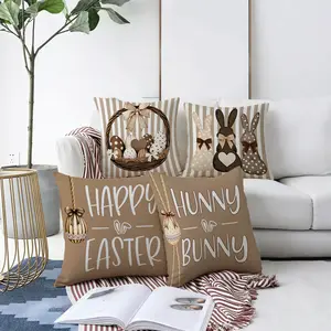 4pcs Decorative Pillow Covers, Multiple Specifications Available, Multi - Color, Featuring Easter - Themed Design with Eggs & Chocolate, Crafted from High - Quality Fabric, Perfect for Home Decoration, Adding a Festive Touch to Your Space
