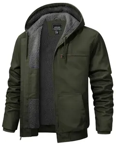 MAGCOMSEN Men's Work Utility Jackets Duck Canvas Waterproof Jackets Heavy Duty Coats Winter Sherpa Fleece Lined Hoodies