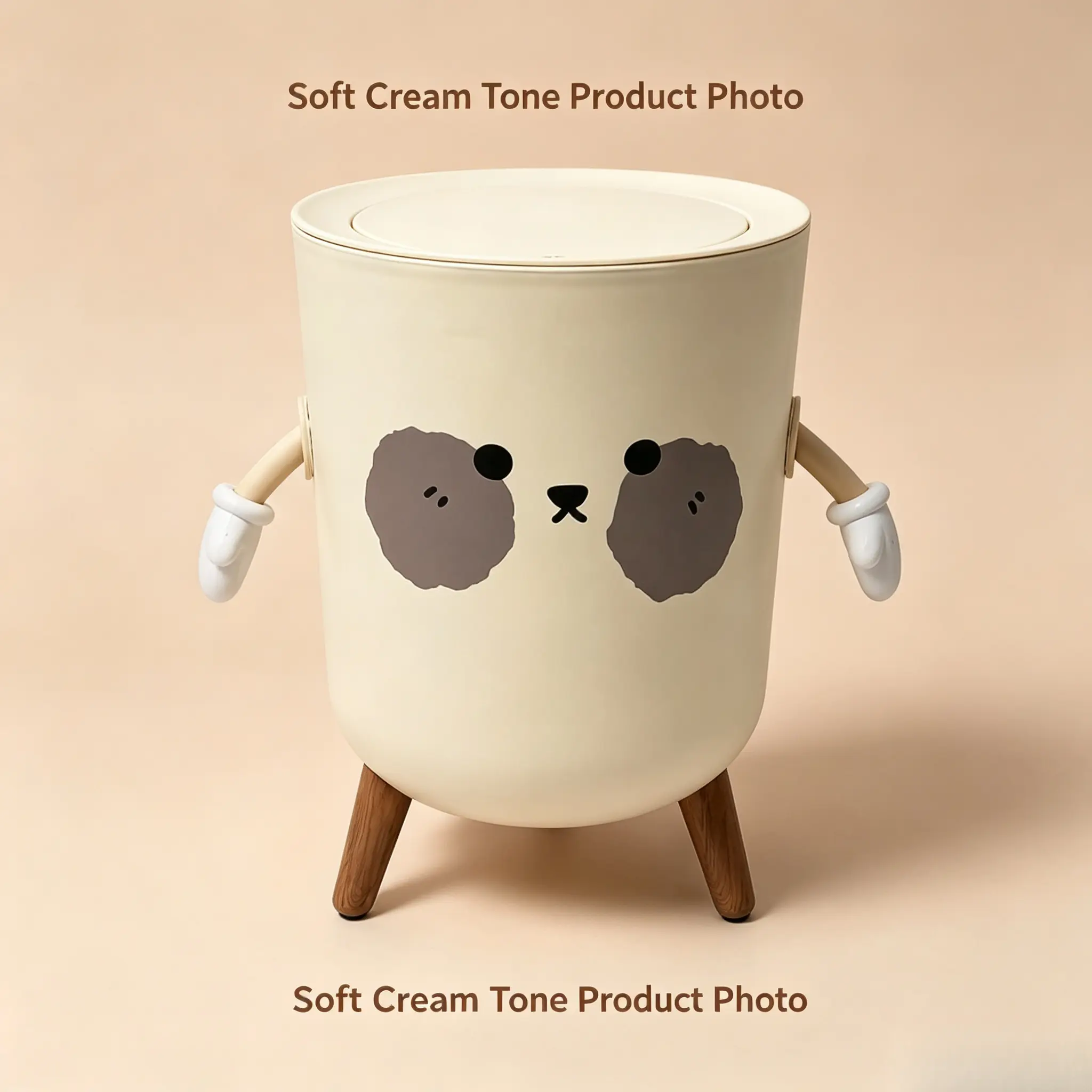 Neutral Aesthetic Cute Cartoon Dog Floor Rubbish Bin, Easy Clean Removable Inner Bucket Decor Bin For Girly Studio Apartment Vanity