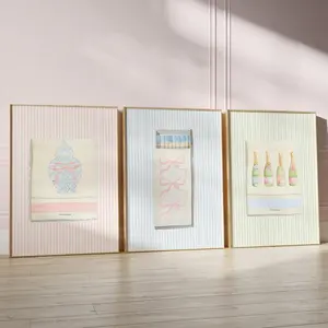 Grandmillenial Matchbox Set of 3, Coastal Cowgirl Print Set, Trendy Matches Poster Set, Aesthetic Matchbook Wall Art, Preppy Matchbooks Art