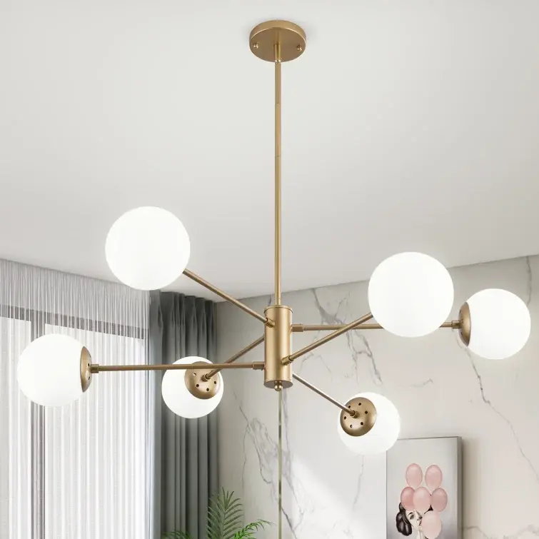 6 - Light Dimmable Sputnik Modern Linear Chandelier 6 - Light Dimmable Sputnik Modern Linear Chandelier