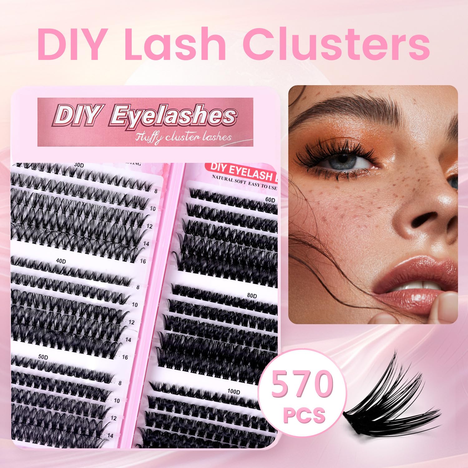 DIY Lashes – individual clusters or a complete kit to customize! Wet-look waterproof eyelash extensions, wispy manga kawaii doll lashes, feline lash look, Medusa Lash, handmade lashes. #SummerVibes